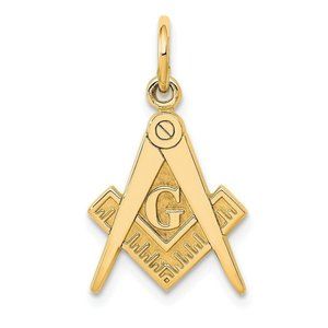 14k Masonic Charm New Pendant Yellow Gold - image 1